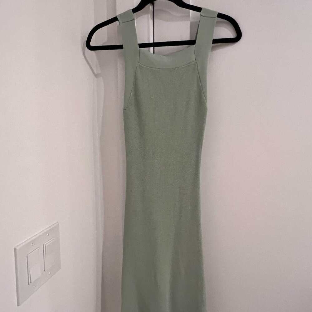 Sage Green Knit Midi Dress – Size XS